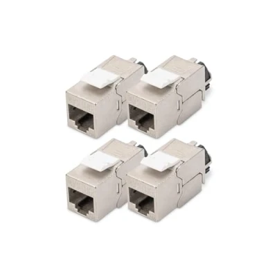 Abbildung von DIGITUS Keystone Modul Cat 6A Geschirmt 4 Stück RJ45 Buchse 500 MHz 10GBase T AWG 26 22 Designfähig Mit Rasthebel Werkzeugfreie Montage