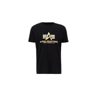 Abbildung von Alpha Industries FOIL Tshirt print, Herren, Größe: XXL, Black/yellow gold