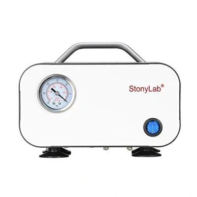 Abbildung von stonylab Membran Vakuumpumpe, kompakte ölfreie Vakuumpumpe Druckpumpe mit 10 L/min Saugvermögen für Filtration Destillation Laborarbeit, 110 220V