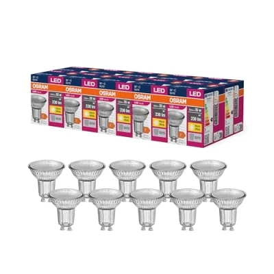 Abbildung von OSRAM LED Star Value PAR16 Reflektor Lampe mit 36 Grad Abstrahlwinkel, Sockel GU10, 2.6 Watt, Warmweiß (2700K), Ersatz für herkömmliche 35Watt Spotlampen, 10er Pack, Nicht Dimmbar