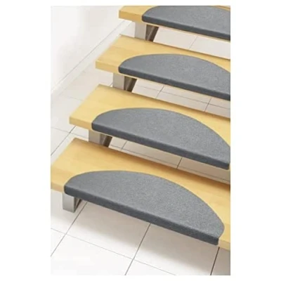 Abbildung von andiamo Stufenmatte Paris Treppenstufen Matten selbstklebend Treppenteppich 15er Set Stufenmatten innen als Schutz für die Treppe vor Kratzern und Abnutzung 23 x 65 cm grau