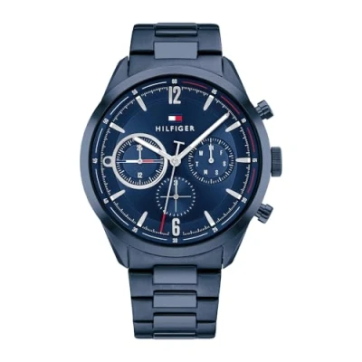 Abbildung von Tommy Hilfiger Multi Zifferblatt Quarz Uhr für Herren mit Blaues Edelstahlarmband 1791945