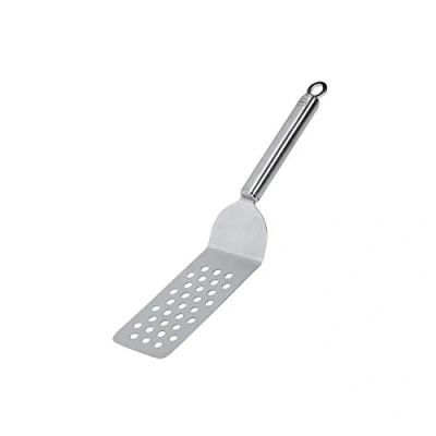 Abbildung von RÖSLE Burger Wender, Hochwertige Palette mit Lochung zum Wenden und Anheben von Grillgut, Rundgriff Aufhängeöse, Edelstahl, Silber