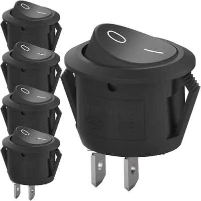 Abbildung von mmtrade 5x Kippschalter rund, ON OFF Stellung, einrastbare mit Selbsthemmung runde Schalter Wippschalter 10A/125V 6A/250V