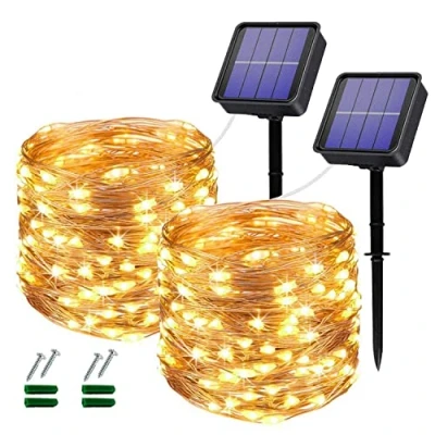 Abbildung von Oreunik Solar Lichterkette Aussen, 2x12M Total 240LED Wasserdicht Warmweiß Innen/Außen Dekoration Beleuchtung für Garten,Terrasse Hof,Bäume,Party,Festival,Hochzeit Deko (Warmweiß)