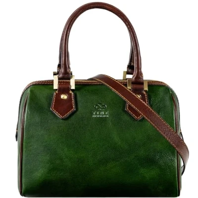 Abbildung von Time Resistance Kleine Handtasche Damen Schultertasche aus Leder Tragetasche Made in Italy Portemonnaie Tasche für