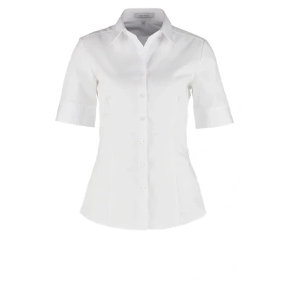 Abbildung von Seidensticker Damen City Kurzarm Regular Fit Uni Bügelfrei Hemdbluse, Weiß, 34 EU