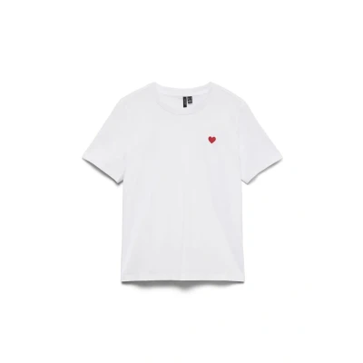 Abbildung von Vero Moda Paulina GA JRS NOOS Tshirt basic, Damen, Größe: XS, Bright white detail red heart