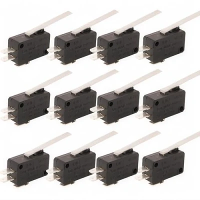 Abbildung von CESFONJER 12 Stueck Lange Gerade Hinge Lever 3 Pins Grund NO NC Momentan Micro Schalter