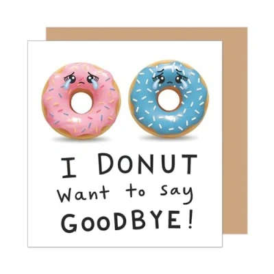 Abbildung von Edition Seidel Premium quadratische Glückwunschkarte zum Abschied mit Umschlag. Abschiedskarte Spruch für Frau Mann Kollegin Kollege Pension Rente Ruhestand Donuts (ASQ100 SW025)