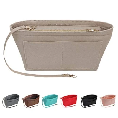 Abbildung von Soyizom Filz Handtasche Organizer Geldbörse Insert Bag Multi Pockets Einkaufstasche in Tasche für Frauen (Mittel,Beige)