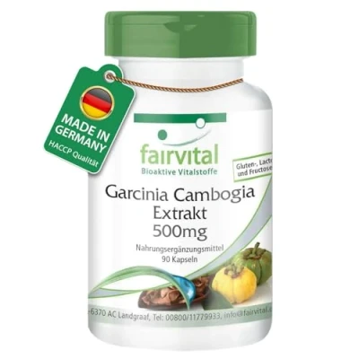 Abbildung von Fairvital Garcinia Cambogia Extrakt 500mg 90 Kapseln pro Kapsel HOCHDOSIERT mit 60% HCA VEGAN
