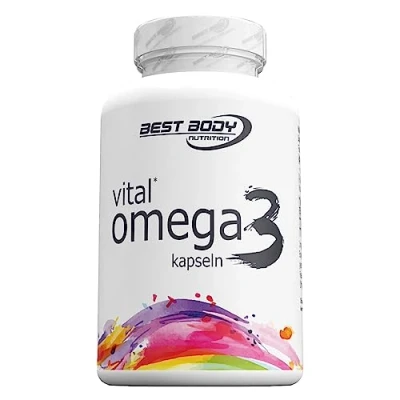 Abbildung von Best Body Nutrition Vital Omega 3 Kapseln, 260 mg Fettsäuren pro Portion, mit Vitamin E, 120 Stück (82,7 g)