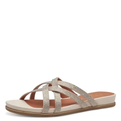 Abbildung von Jana Damen Pantoletten mit Glitzersteinen Vegan, Beige (Beige), 40 EU