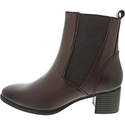 Abbildung von MARCO TOZZI Damen Chelsea Boots aus Leder mit Absatz, Braun (Cafe), 39
