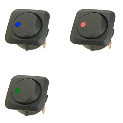 Abbildung von Mintice 3 Stück 12V 25A KFZ Schalter EIN/AUS Wippenschalter Beleuchtet Blau Rot Grün 25mm