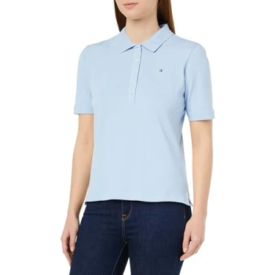 Abbildung von Tommy Hilfiger Damen Poloshirt Kurzarm 1985 Reg Pique Polo Ss Regular Fit, Blau (Well Water), S