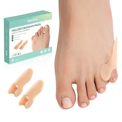 Abbildung von Welnove Tailor&#039;s Bunion Corrector Pads 8 Pack Pinky Toe Protector, Cushion with Separator for Women Men, Gel Shield Foot Pain Relief, Beige(Shield Spacers)