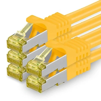Abbildung von 1aTTack.de Cat.7 Netzwerkkabel 1m Gelb 5 Stück Cat7 Ethernetkabel Netzwerk LAN Kabel Rohkabel 10 Gb s SFTP PIMF LSZH Set Patchkabel mit Rj 45 Stecker Cat.6a