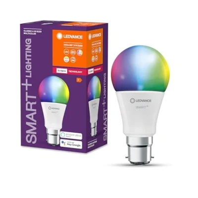 Abbildung von LEDVANCE Smart+ Lampe mit ZigBee Technologie, 9W, A60, matt, Sockel B22D, Lichtfarbe RGBW einstellbar, 806lm, 1er Pack, White