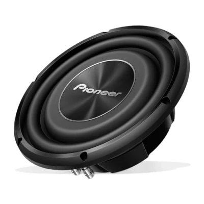 Abbildung von Pioneer TS A2500LS4 Passiv Subwoofer, leistungsstarker Subwoofer mit 1200 W Maximalleistung, 25 cm, 67 mm Einbautiefe, IMPP Membran, Kontinuierliche Ausgangsleistung 300 W, schwarz