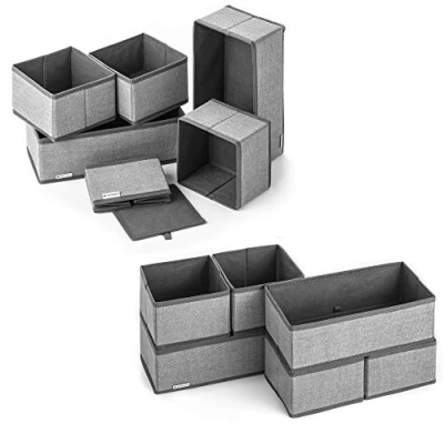 Abbildung von Navaris Aufbewahrungsboxen Organizer Ordnungssystem Stoffboxen 12 Stück in verschiedenen Größen für Kleiderschrank und Schubladen faltbar