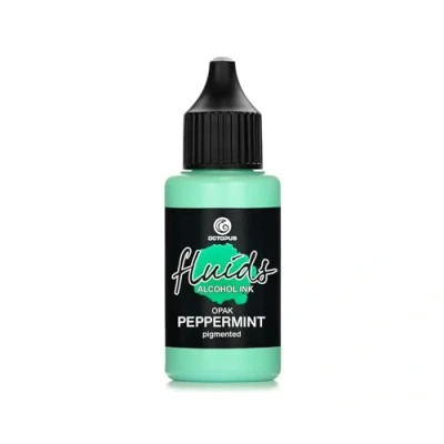 Abbildung von Octopus Fluids Alcohol Ink OPAK PEPPERMINT, pigmentierte Alkoholtinte, deckend auf hellen und dunklen Untergründen