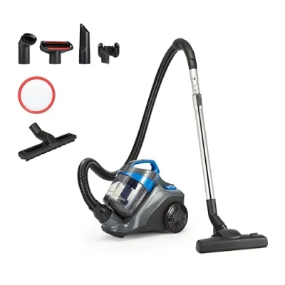 Abbildung von Amazon Basics Bodenstaubsauger ohne Beutel 1.7L Kompakt Leichtgewicht mit 3 Fach Aktionsdüse, HEPA Filter, 850W, für Teppich und Hartböden, Schwarz &amp; Blau
