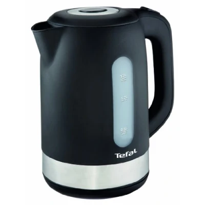 Abbildung von Tefal KO3308 Kunststoff Edelstahl Wasserkocher Anti Kalk Filter 2.400 Watt Assistierende Deckelöffnung 1.7 L schwarz