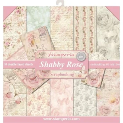 Abbildung von Stamperia Scrapbook Paper Pad for Scrapbooking, Albums, Card Making, Bullet Journalling and More, Acid Free, Double Sided, Perfect Hobbies, Crafts, Gifting (Shabby Rose) (30.5 x 30.5cm)