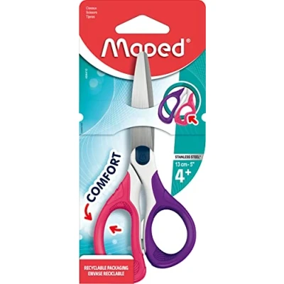 Abbildung von Maped Schul und Bastel Schere SENSOFT 13 cm asymmetrisch abgerundete Klingen zufällige Farbauswahl