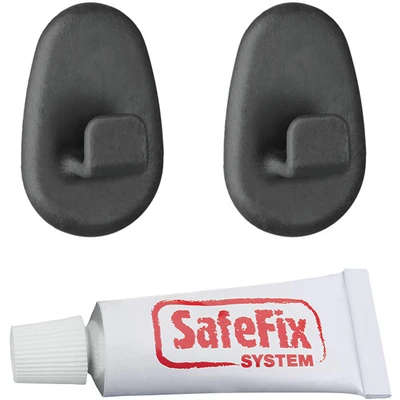 Abbildung von METALTEX ITALIA S.P.A. 2 Stück Safefix Haken Set GANCHOS + PEGAMENTO Origin Lava, Detailed in The Description, schwarz, 4 x 3 1,9 cm