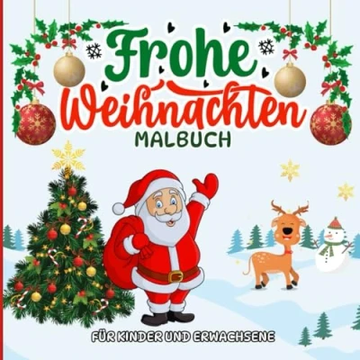 Abbildung von Frohe Weihnachten Malbuch für Kinder und Erwachsene: 50 einzigartigen einfachen Designs Erwachsene, Senioren Anfänger