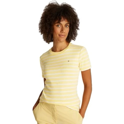 Abbildung von Tommy Hilfiger SLIM CODY Tshirt basic, Damen, Größe: XS, Citronella/ecru