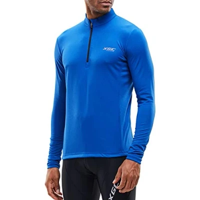 Abbildung von XGC Herren Kurzarm/Langarm Radtrikot Fahrradtrikot Radshirt Fahrradshirts Fahrradbekleidung für Männer mit Elastische Atmungsaktive Schnell Trocknen Stoff (039 Blue, M)