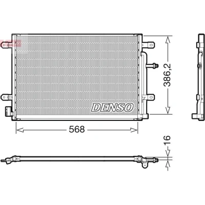Abbildung von DENSO DCN02038 Klimakondensator ohne Trockner 568x386.2x16 R 134a 568 AUDI: A4 B7 Avant, B8 Saloon, Saloon