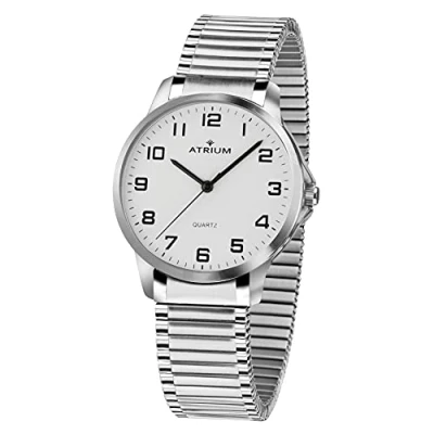 Abbildung von Atrium Damen Herren Armbanduhr sehr deutlich silberfarben Quarz 3 Bar Stahlband Zugband Flexband A36 50