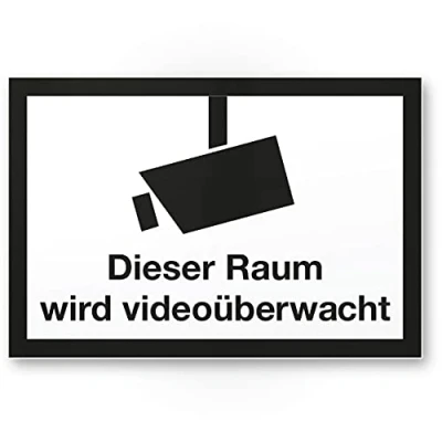 Abbildung von Komma Security Raum Videoüberwacht Schild 30 x 20 cm Achtung Vorsicht Videoüberwachung Hinweis Hinweisschild Warnschild Warnhinweis