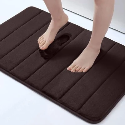 Abbildung von Homaxy Memory Foam Badezimmer Badteppich Saugfähige Rutschfester Badvorleger Waschbar Badematte 51 x 76 cm, Braun