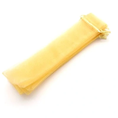 Abbildung von 50 goldfarbene Organzabeutel Größe 26 cm x 6 ideal für lange Gegenstände (Fächer, Stifte, ...) (Gold)