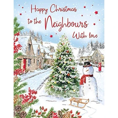 Abbildung von Traditionelle Weihnachtskarte mit Nachbarn 20,3 x 15,2 cm Regal Publishing