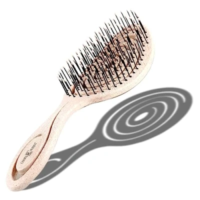 Abbildung von Chiara Ambra Bio Haarbürste, Bürste ohne Ziepen, Entwirrbürste geeignet für Locken &amp; lange Haare von Damen, Herren Kinder, Kopfhaut Massagebürste, Nachhaltige Lockenbürste, Hair Brush Beige