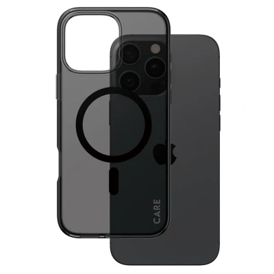 Abbildung von Apple iPhone 16 Pro Max Hülle MagSafe Recycelter Kunststoff PanzerGlass Hard Case/Backcover Handyhülle Schwarz Shockproof/Stoßfest