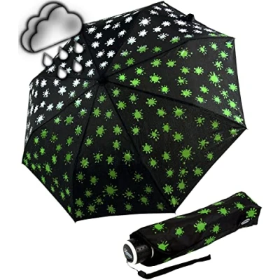 Abbildung von iX brella Mini Ultra Light Wetprint Farbwechsel bei Nässe Paintdrops Neon Green