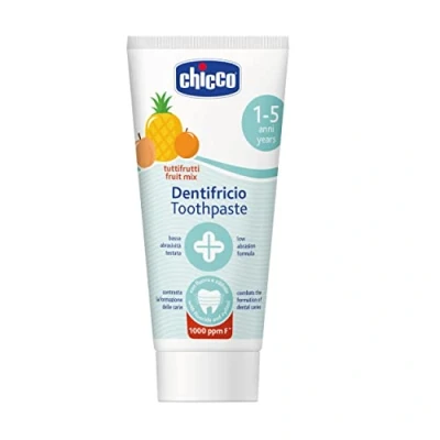 Abbildung von Chicco Zahnpasta für Kinder Alle, geringe Schleifkraft, mit Betain und Vitamin E, gegen die Kariesbildung entfernt Plaque, 12+ Monate 50 ml