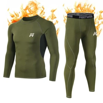 Abbildung von MEETWEE Thermounterwäsche Funktionsunterwäsche Herren, Skiunterwäsche Winter Suit Atmungsaktiv Lange Thermo Unterwäsche Set Thermowäsche Unterhemd + Unterhose Grün L