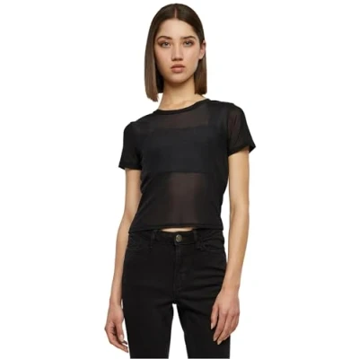 Abbildung von Urban Classics Ladies Short Mesh Tee Frauen T Shirt schwarz M 94% Polyamid, 6% Elasthan Basics
