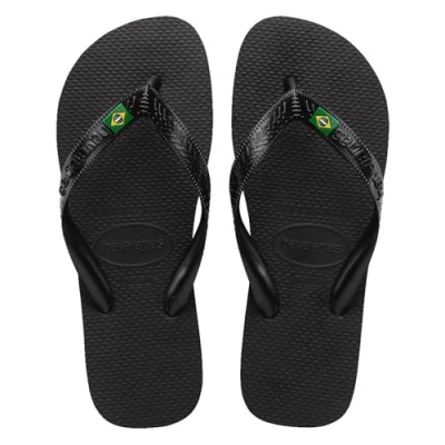 Abbildung von Havaianas Top Brasil, Bequeme, Robuste und Leichte Badelatschen, mit Rutschfesten Sohlen, Brasilien Flagge auf den Riemen, Unisex Erwachsene, Schwarz, 41/42 EU