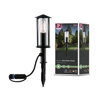 Abbildung von Paulmann 94323 Plug &amp; Shine LED Außenleuchte Minipoller Classic IP44 incl. 1x2 Watt dimmbar Klar Metall 3000 K E14, Anthrazit