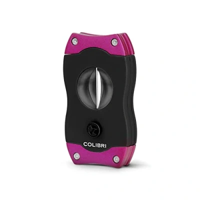 Abbildung von Colibri V Cut Zigarrenschneider Schwarz Mit Lilaakzenten Federauslöser Tiefer 7mm Schnitt Bis zu 60+ Ringmaß Zigarren Ergonomisches Design